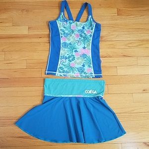 Coega Tropical print swim skirt set